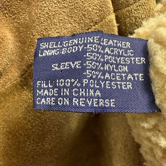 Vintage Y2K Structure Faux Shearling Lined Suede Leather Coat Mens Size M - Picture 6 of 13